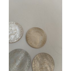 Lot De 5 Jetons Anciens Mises Nacre Gravé Ciselé Fleurs Poker Casino Jeu Jeux