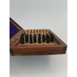 VINTAGE WOODEN TRAVEL MINIATURE WOOD PEG CHESS SET Jeu D'échecs Jeux Échec