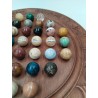 Grand Solitaire En Bois Sculpté Et Vrais Pierres Semi Précieuse Jeu