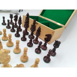 Grand Jeu D'échecs Artisanal En Bois De Palissandre Sculpté Feutrine Boite...