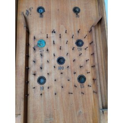 Grands Jeux Anciens Bagatelle Flipper De Table Bois Cloche Clouté Jeu
