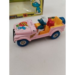 Stroumpfs 1983 Burago Jeep Cj-7 1103 Die Cast Métal Model 1/24 Smurfs Jouet