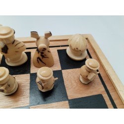 Jeu D'échecs Artisanal Sculpté Main Jeu Échec Villageois Tribu