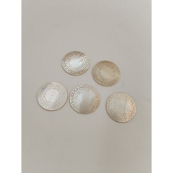 Lot De 5 Jetons Anciens Mises Nacre Gravé Ciselé Fleurs Poker Casino Jeu Jeux