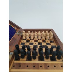 VINTAGE WOODEN TRAVEL MINIATURE WOOD PEG CHESS SET Jeu D'échecs Jeux Échec