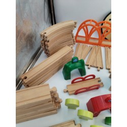 Gros lot + 120 Pièces Train Bois Lillabo Railways Ikea Brio Rails Jeux Jouet