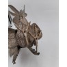 Paire De Coq En Métal Argenté Combat Décoration Serre Livre 28 Cm