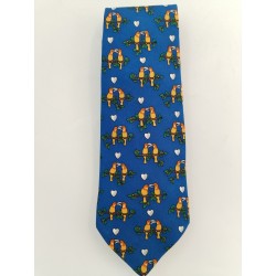 Cravate Hermes 100% Soie Les Amoureux 7440 HA Bleu Roi Made In France Tie Silk