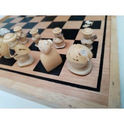 Jeu D'échecs Artisanal Sculpté Main Jeu Échec Villageois Tribu