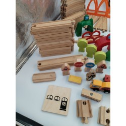 Gros lot + 120 Pièces Train Bois Lillabo Railways Ikea Brio Rails Jeux Jouet