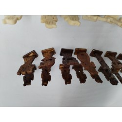 Jeu D'échecs Jeux Ancien Os Teinté Boite Bois Rangement Sculpté Main
