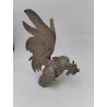 Paire De Coq En Métal Argenté Combat Décoration Serre Livre 28 Cm