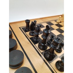 Grand Coffret Bois Jeux D'échecs Backgammon Tric Trac Jacquet Staunton Set...