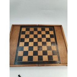 Coffret Bois Ancien Jeux D'échecs Regence Backgammon Tric Trac Jacquet Jeu