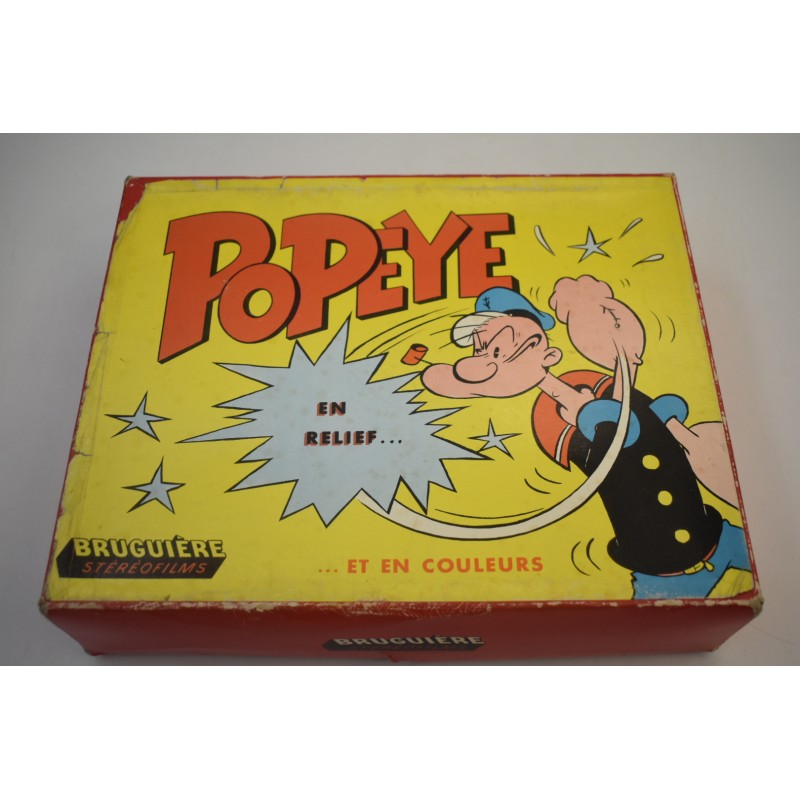 Popeye ancien coffret bruguière stéréofilms en relief en couleur stereoclic super jouet ancien film visio