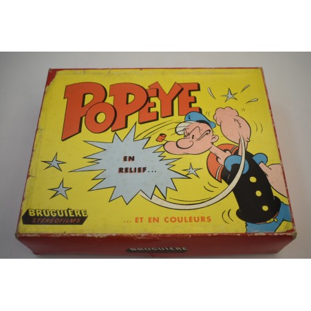 Popeye ancien coffret bruguière stéréofilms en relief en couleur stereoclic super jouet ancien film visio