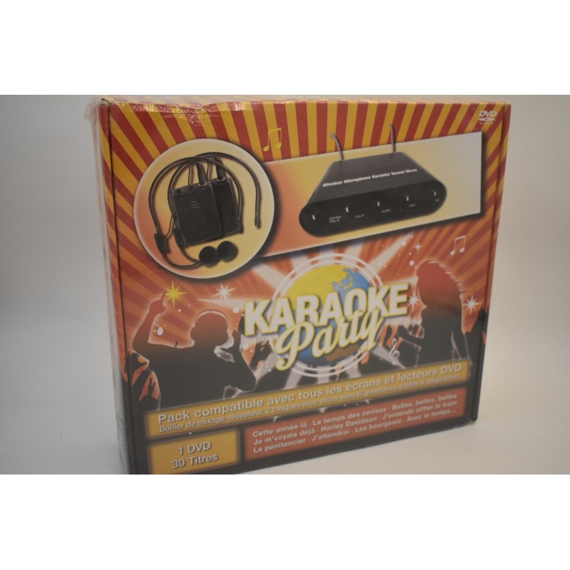 Karaoké Party neuf Pack compatible écrans dvd boitier de mixage récepteur casques micro sans fil émetteurs