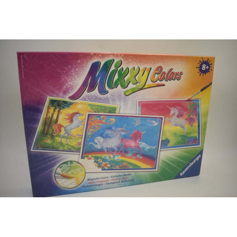Mixxy colors Le Monde des Licornes Edition Ravensburger jeu de société jeux lignes magiques peinture facile