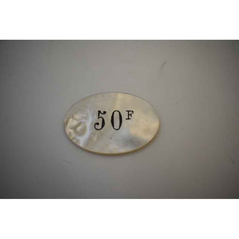 50 francs jetons ancien Casino Grand Cercle Aix les bains numéro 29 plaque nacre casino collection