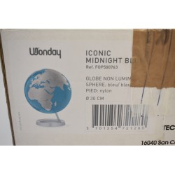 Wonday Iconic Midnight Blue Globe non lumineux Sphere Bleu blanc mappemonde