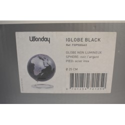 Wonday Iglobe Black Globe non lumineux sphere Noir Argent mappemonde