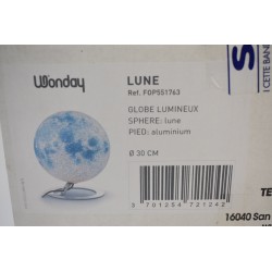 Wonday Globe Lune lumineux sphere carte 30 cm aluminium
