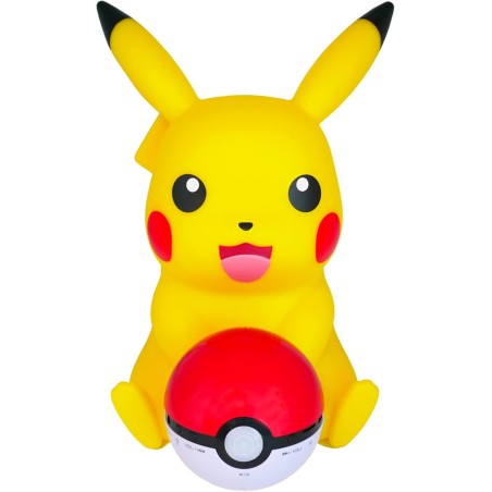 Pokemon Figurine Lumineuse Pikachu Poké Ball Enceinte sans Fil LED 2 Modes d'éclairage USB/microUSB AUX Jack 3.5 mm