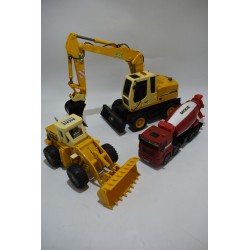 lot 3 engins de chantier Dickie toys Liebherr litronic 314 pelle mecanique chantier camion ciment