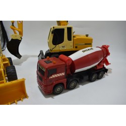lot 3 engins de chantier Dickie toys Liebherr litronic 314 pelle mecanique chantier camion ciment