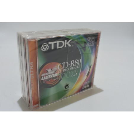 lot de 5 TDK Cd-R80 cd recordable Reflex Ultra 700 mb 80 min up to 24X compact disc