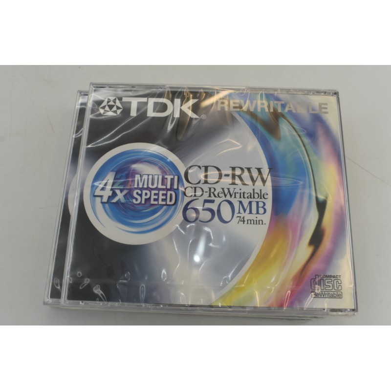 Lot de 3 neuf Cd RW tdk  rewritable multi speed 650 mb compact disc