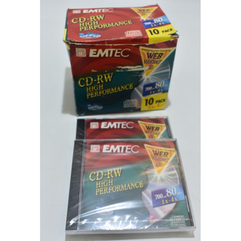 Lot de 7 neuf Emtec Basf Cd Rw High Performance Compact disc re writable 700 mb 80 min
