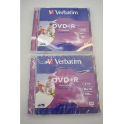 Lot de 2 dvd R verbatim film 4.7 go 16X 120 min printable
