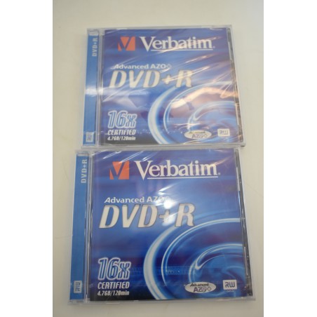 Lot de 2 neuf verbatim dvd r advanced Azo + 16 x certified 4.7 go 120 min film cd