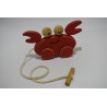Crabe a roulette jouet ancien bois double face jeu eveil