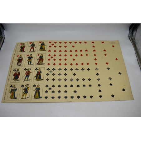 Années 40 vintage Pignalosa Napoli Planche de cartes a jouer Rampe brancaccio 76 uncut sheet tarot scopa