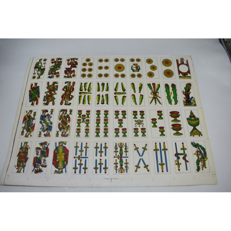 Années 40 vintage Pignalose Napoli Planche de cartes a jouer ancienne uncut sheet scopa tarot