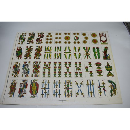 Années 40 vintage Pignalose Napoli Planche de cartes a jouer ancienne uncut sheet scopa tarot