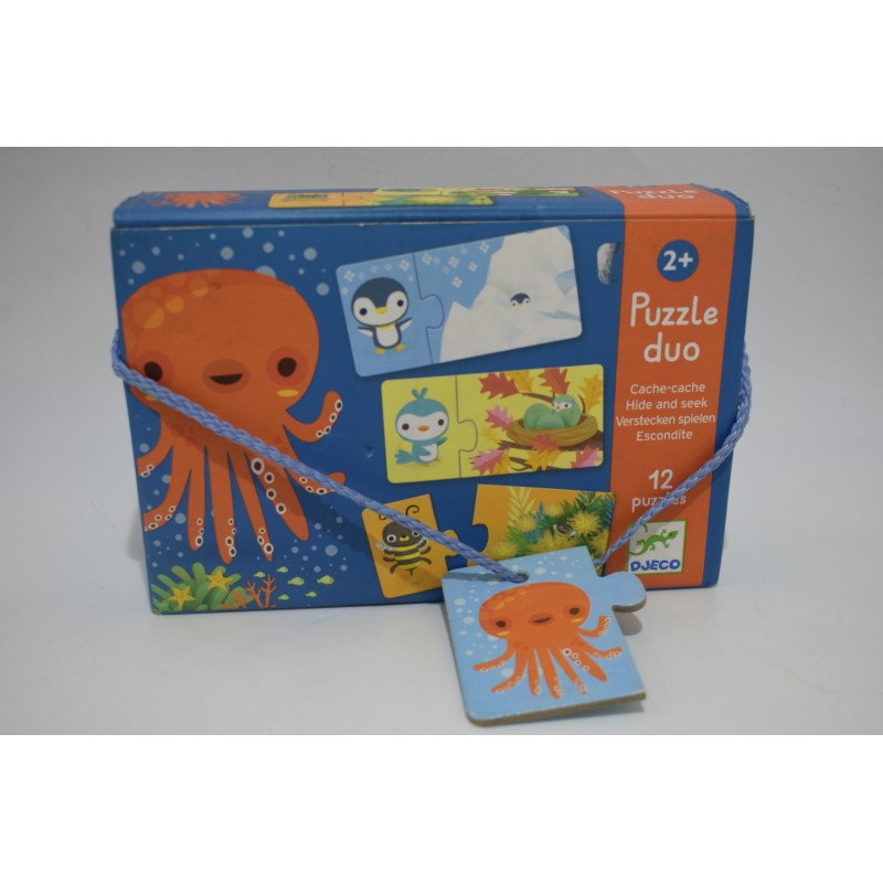 Puzzle Duo Edition Djeco jeu jouet cache cache animaux 12 puzzles