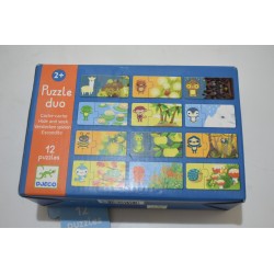 Puzzle Duo Edition Djeco jeu jouet cache cache animaux 12 puzzles