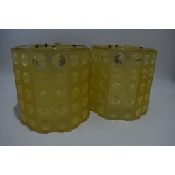 Vintage années 70 luminaire diamant octogonal retro Paire de lampe lustre applique plafonnier suspension abat jour