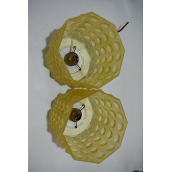 Vintage années 70 luminaire diamant octogonal retro Paire de lampe lustre applique plafonnier suspension abat jour