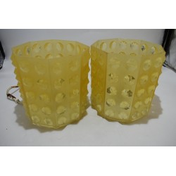 Vintage années 70 luminaire diamant octogonal retro Paire de lampe lustre applique plafonnier suspension abat jour