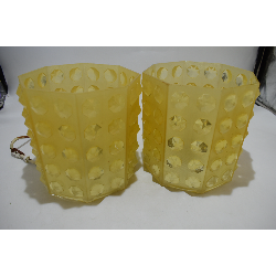 Vintage années 70 luminaire diamant octogonal retro Paire de lampe lustre applique plafonnier suspension abat jour