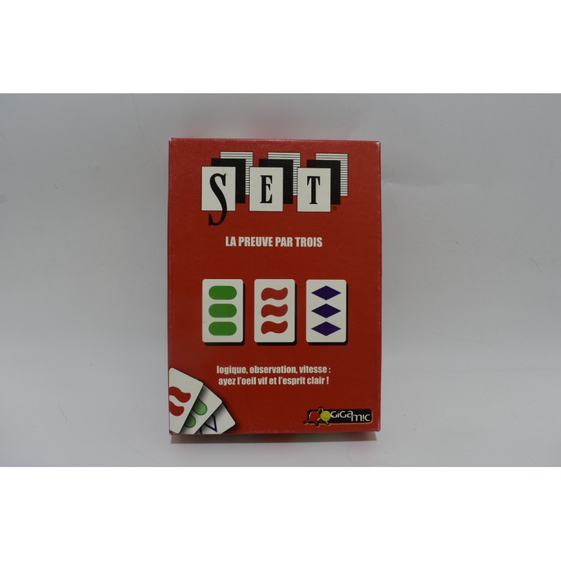 Set Edition Gigamic jeu de société la preuve par trois jeux de cartes symboles