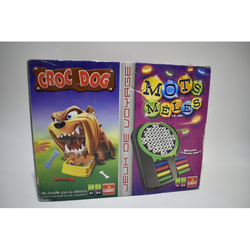 lot 2 jeux de voyage Croc dog et mots melés edition goliath jeu de société