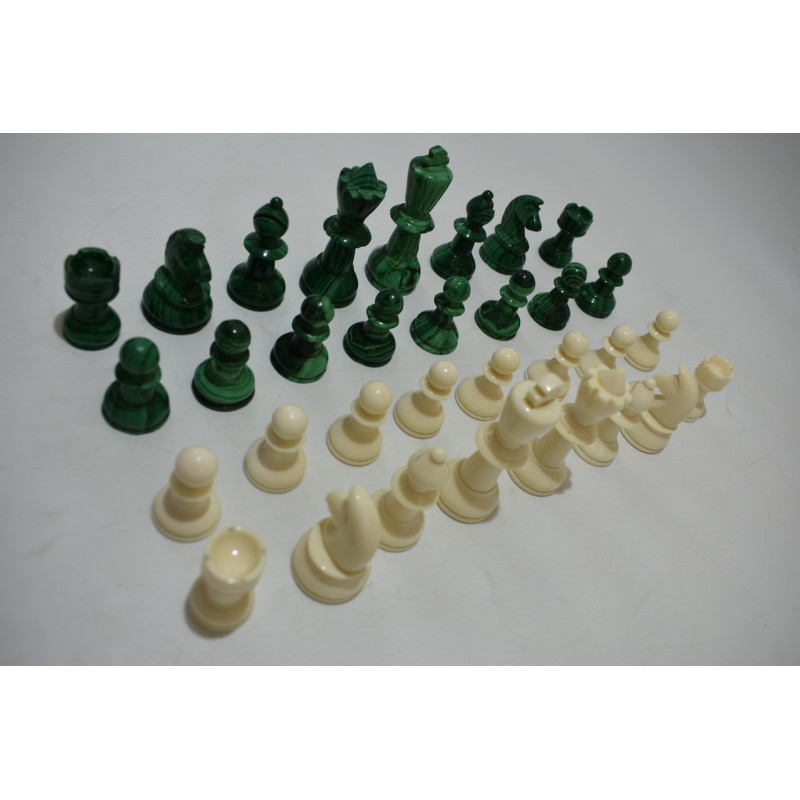 Jeu D'echecs Pieces En malachite pierre verte et blanc jeux echec staunton