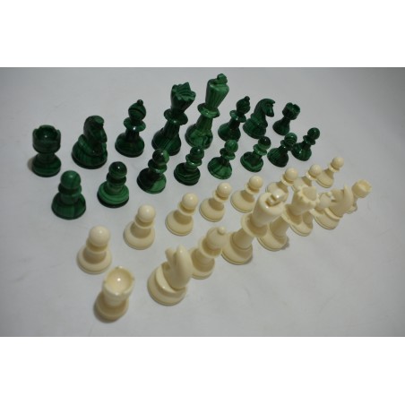 Jeu D'echecs Pieces En malachite pierre verte et blanc jeux echec staunton