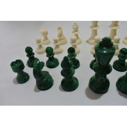 Jeu D'echecs Pieces En malachite pierre verte et blanc jeux echec staunton