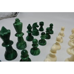 Jeu D'echecs Pieces En malachite pierre verte et blanc jeux echec staunton